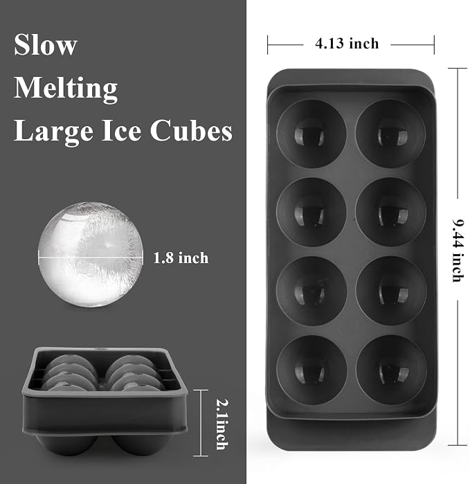 Round Ice Cube Mold, 1.8 INCH x 8, Ice Ball Maker Mold | Round Ice Cube Trays - Image 2