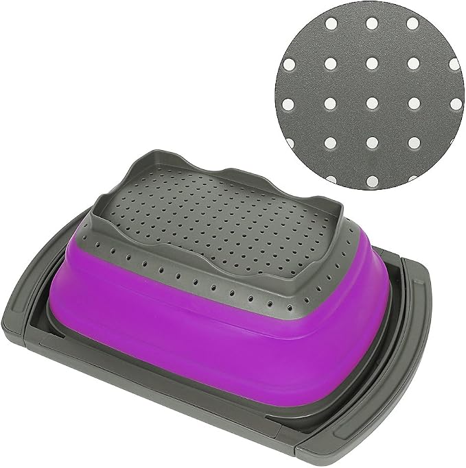 Qimh Collapsible Colander, Kitchen Colander Set Over Sink Strainer - Image 5