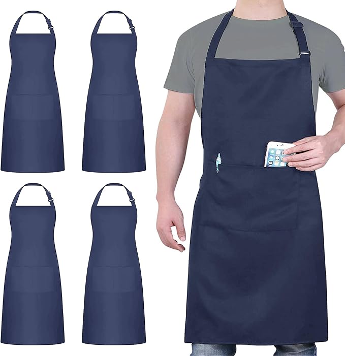 4 Pack Chef Apron, Waterproof Apron, Adjustable Apron by loteaf