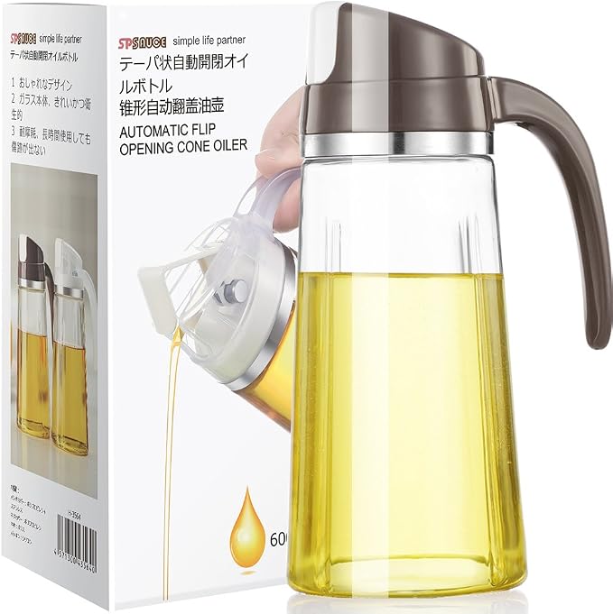 Marbrasse Auto Flip Olive Oil Dispenser Bottle, 20 OZ Leakproof Condiment by Marbrasse