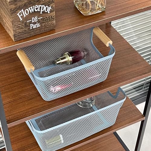 AJIODA Metal Mesh Steel Basket, Small Wire Storage Organizer Baskets