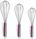 Berglander Rainbow Handle Whisk Pack of 3 Stainless Steel 8", Titianium Plating by Berglander