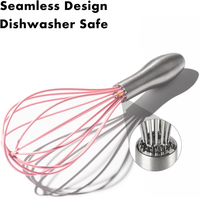 OYV 10-Inch Pink Silicone Whisk, Heat Resistant 480°F Kitchen Whisk - Image 4