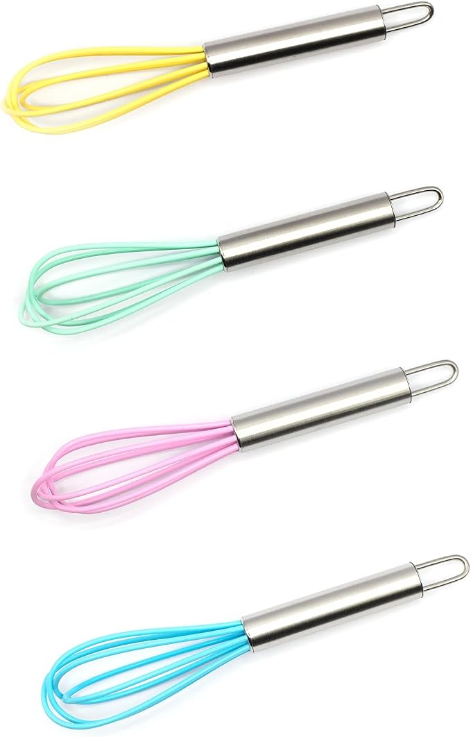 Mini Whisks 6 inch 4Pcs silica gel stainless steel Whisk, Hand Egg Mixer by TYGYLZGCF
