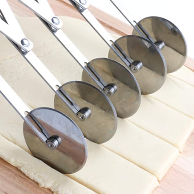 5 Wheel Pastry Cutter, Stainless Pizza Slicer, Expandable Pizza Slicer - Image 7