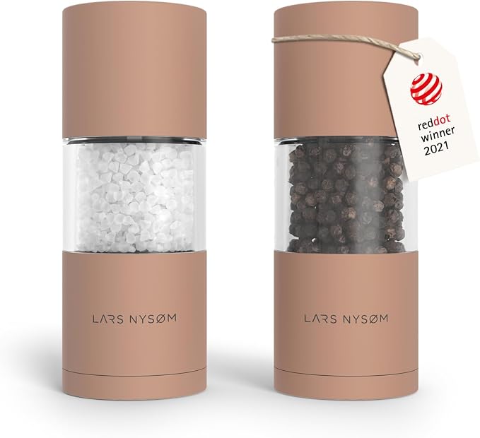 LARS NYSØM Salt and Pepper Grinder Set, Manual Salt and Pepper Mills by LN