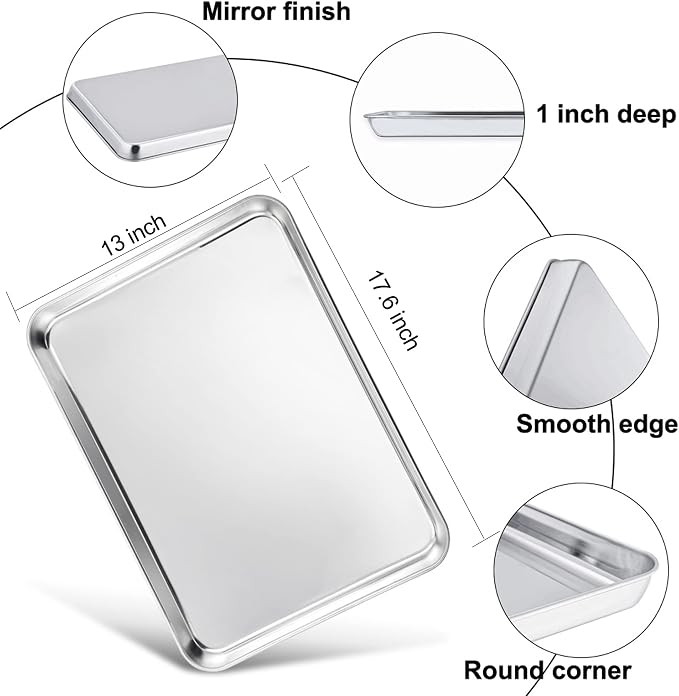 TeamFar Cookie Sheets with Cooling Racks, 17.6 x 13 x 1 Inch Stainless Steel - Image 2