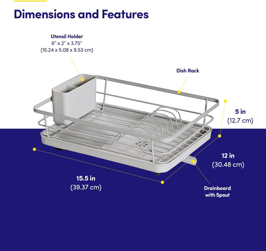 Dish Drying Rack 3 Piece Dish Drainer with Drainboard Set for Kitchen