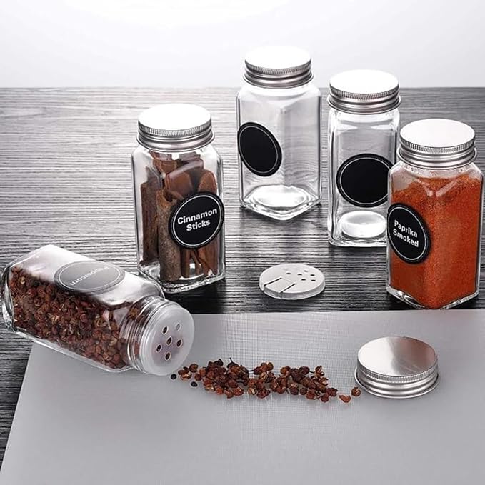 WUWEOT 24 Pack Plastic Spice Jars, 4 oz Spice Bottle Square Seasoning Containers - Image 6