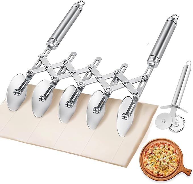 5 Wheel Pastry Cutter, Stainless Steel Dough Cutter Wheel by Mlesi
