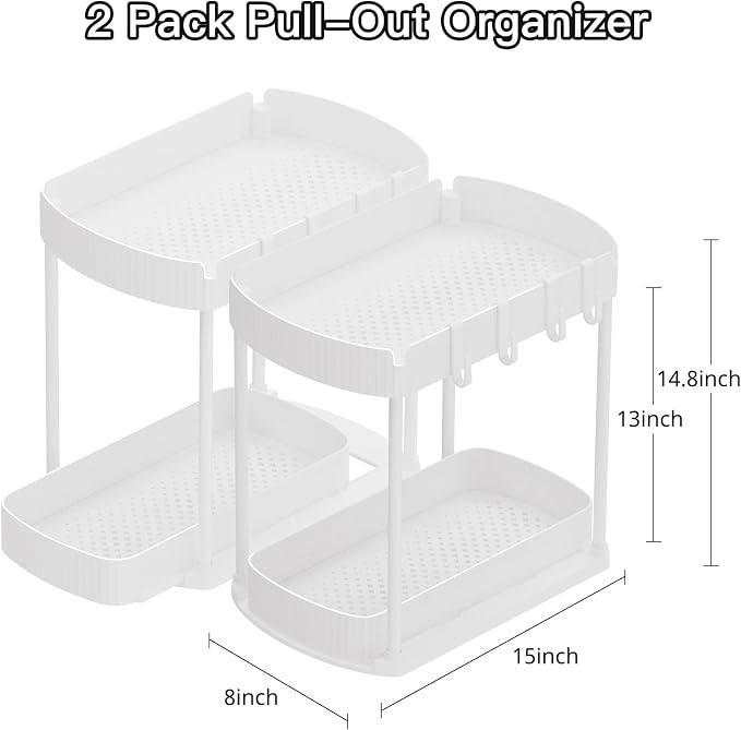 Ukeetap 2 Pack Multi-Purpose Pull-Out Storage Organizers, Under Sink Organizers - Image 2