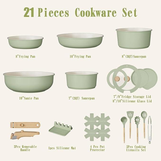 Umite Chef Non Stick Pots and Pans Set, Nonstick Healthy Induction Cookware - Image 2