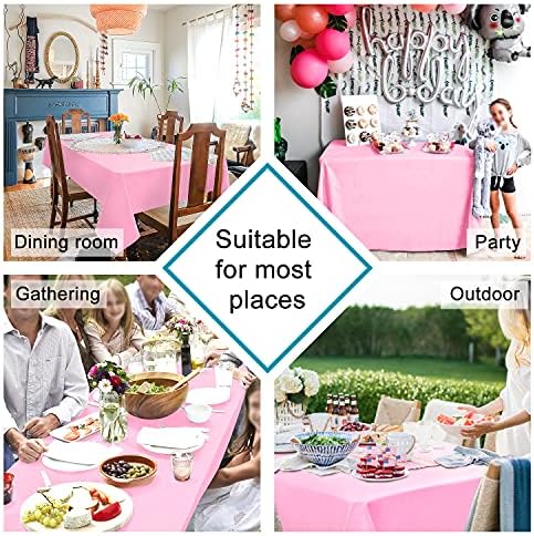 Hiasan Pink Tablecloth for Rectangle Tables, 60 x 84 Inch, 1 Pack