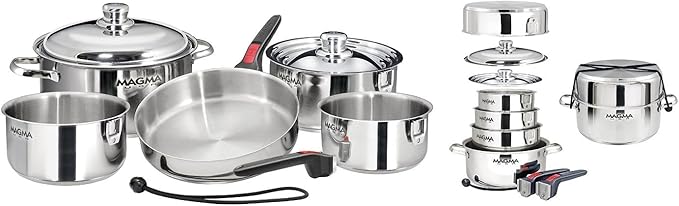 Magma 10 Piece Gourmet Nesting Stainless Steel Cookware Set, Induction - Image 3