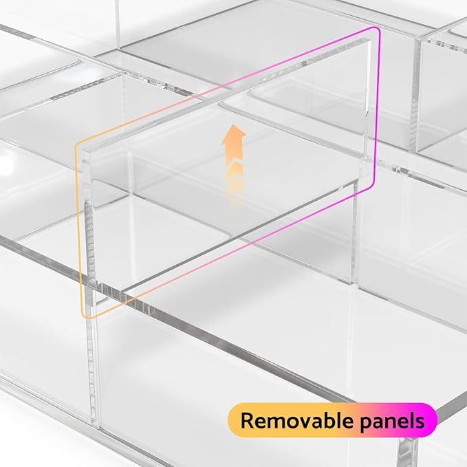 HIIMIEI Acrylic Drawer Organizer, 6 Section Clear Makeup Tray Organizer - Image 5