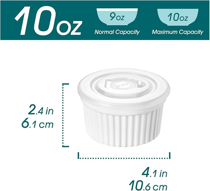 vancasso 10 oz Ramekins with Lid, Porcelain Creme Brulee Souffle Dishes - Image 2