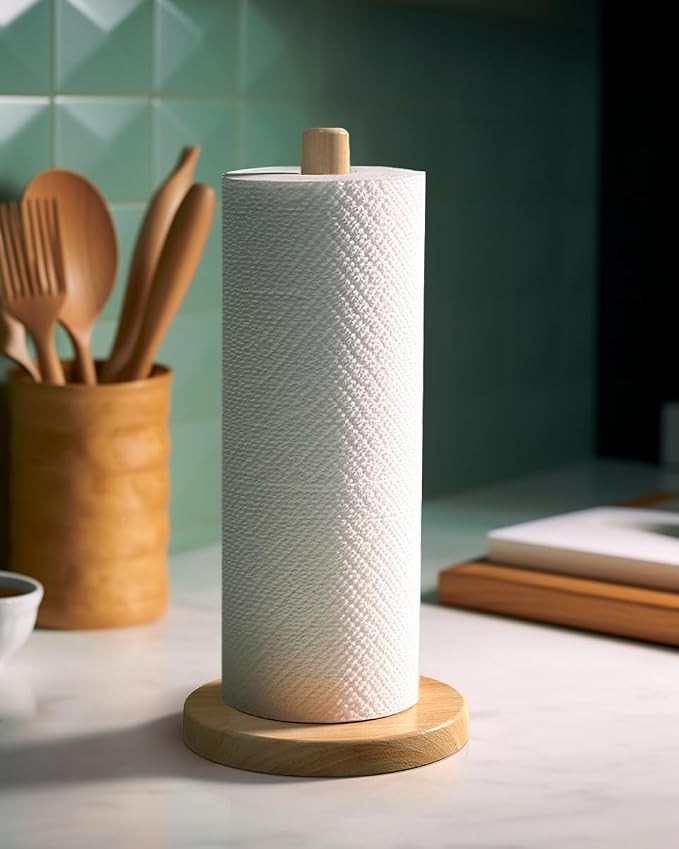 KitchLife Wooden Paper Towel Holder Countertop, Fits Jumbo Roll by OverDoorHooksKitchenSupplies