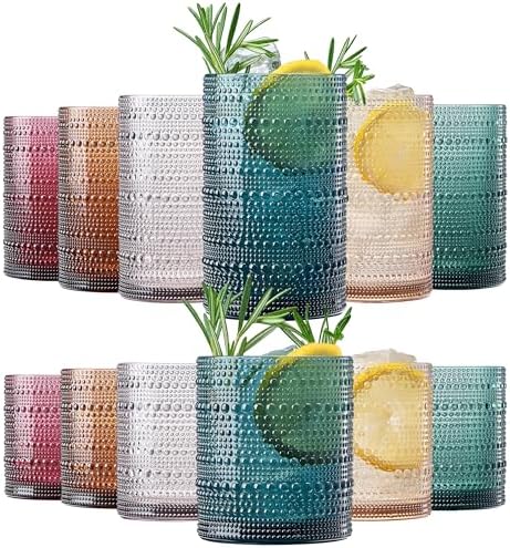 Khen Plastic Hobnail Drinking Glasses Set of 12 Neutral Tones Cups 6x
