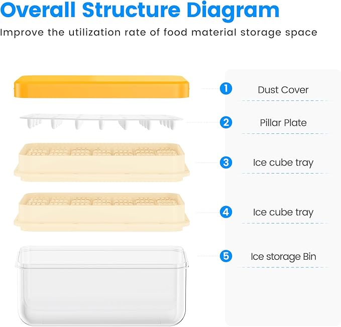 PHINOX Ice Cube Tray with Lid and Bin, Ice Trays - Image 8