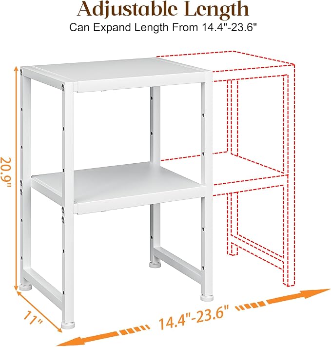 2-Tier Expandable Kitchen Storage Shelf, 150LBS Heavy Duty Metal Shelving Units - Image 2