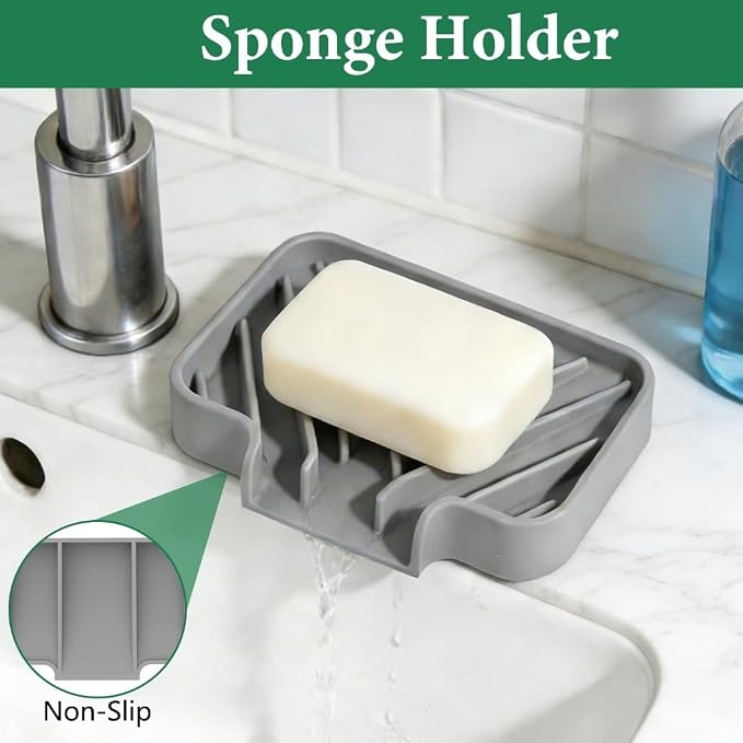 GUUKIN Sponge Holder for Kitchen Sink, Sink Caddy and Soap Tray | 5x3.5 inch - Image 2