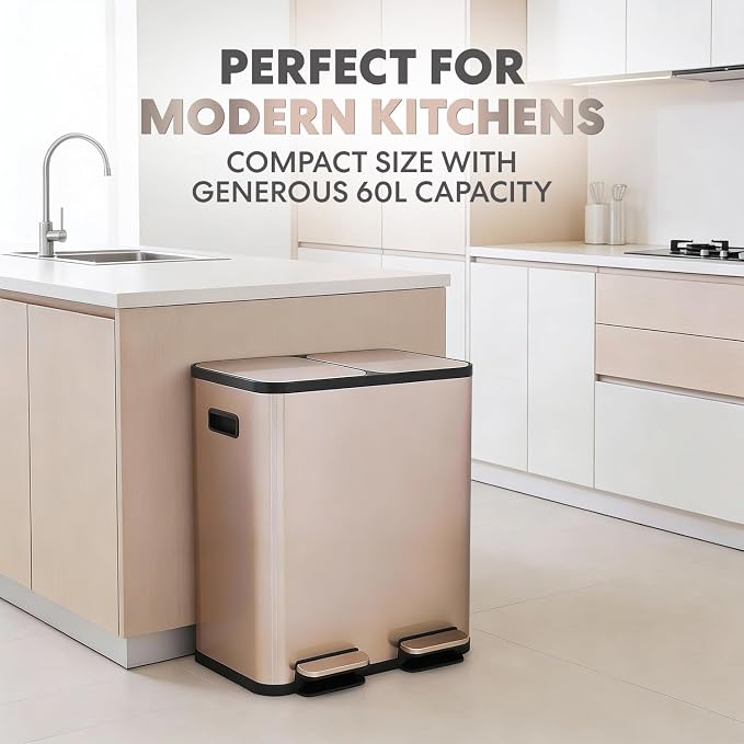 SIMPLI-Magic 60L / 16 Gallon Dual Compartment Kitchen Trash Can - Image 6