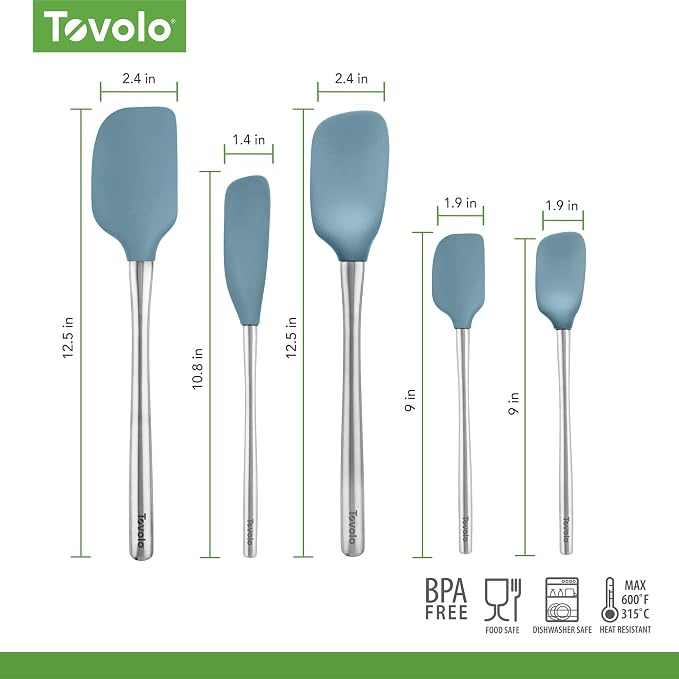 Tovolo Stainless Steel Handled Silicone Spatula Set of 5, Dishwasher Safe - Image 6