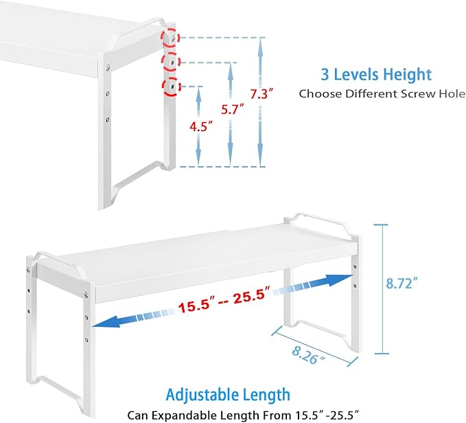 3 Pack Kitchen Cabinet Organizer Shelf, Stackable Expandable Shelves Organizers - Image 2