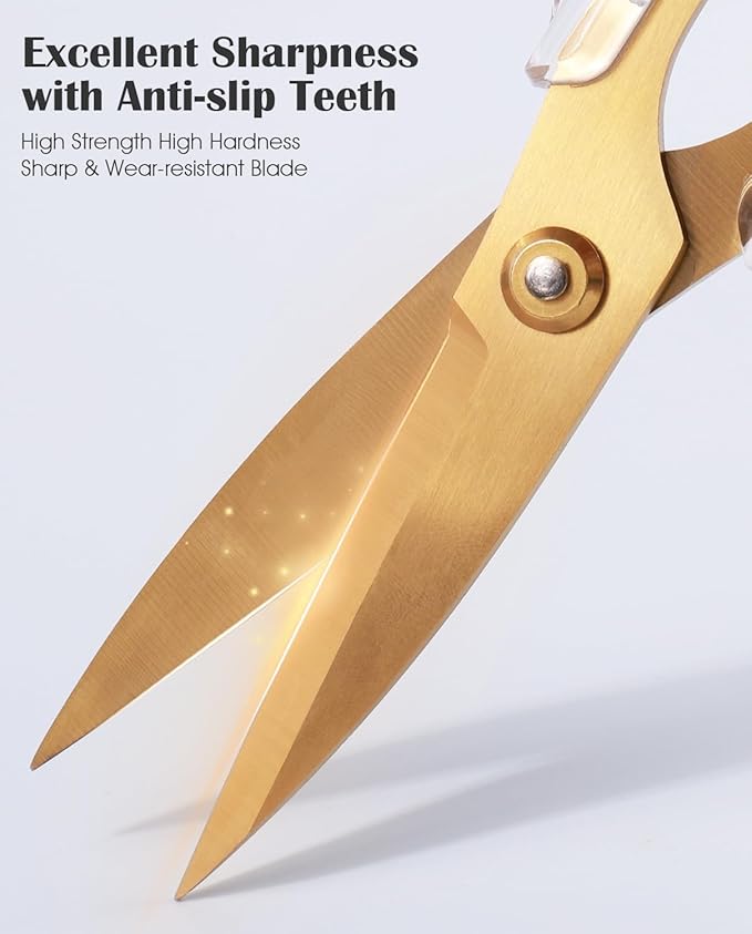 Kitchen Shears Scissors, ARCHIKING 7.7inch Gold Titanium Plated Scissor-Meat - Image 2