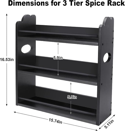 3 Tier Bamboo Spice Rack, Spice Rack Organizer, Seasoning Jars Rack Shelf Spice - Image 2