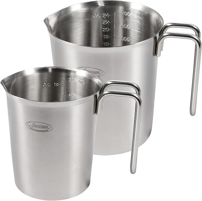Newness 2-Pack Stainless Steel Measuring Cups Set, Metal Measuring Cup by Newness