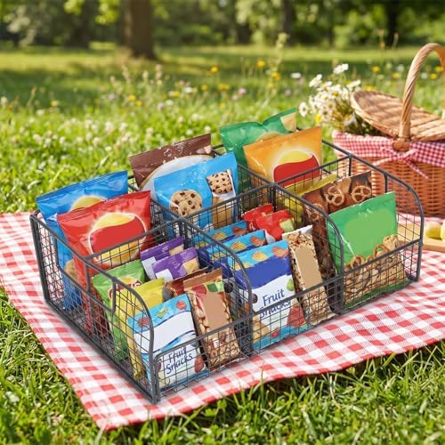 Snack Organizer for Countertop, 6 Compartment Snack Box Bin, Bar
