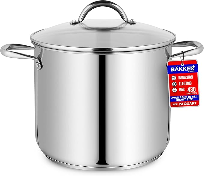 Stainless Steel Stockpot with Tempered Glass Lid 24 Quart, Durable 18/0 by Unknown
