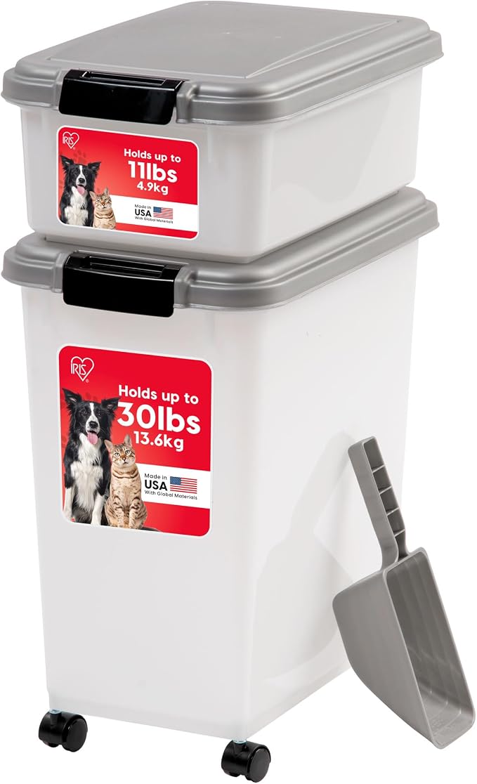 IRIS USA 30 lbs & 11 lbs Combo Airtight Dog Food Storage Container, Stackable by IRISUSA