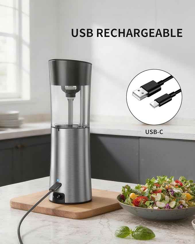 CIRCLE JOY Rechargeable Gravity Electric Salt and Pepper Grinder Set Automatic - Image 3