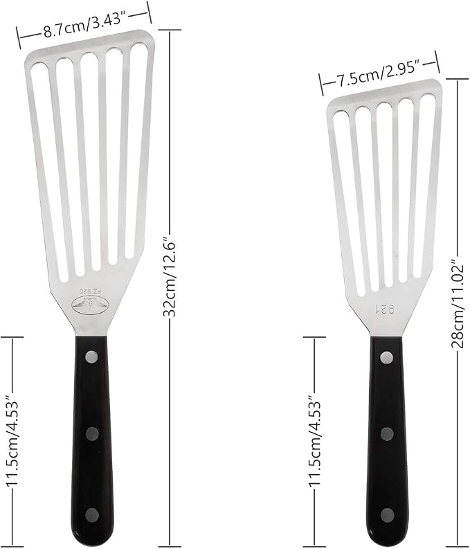 Fish Spatula, 2 Pack Stainless Steel Metal Spatula, Slotted Spatulas - Image 3