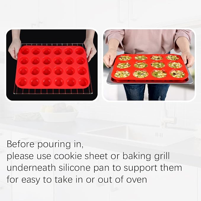 Silicone Muffin Pan, Mini Muffin Pan, Regular 12 Cups and Mini 24 Cups Cupcake - Image 5