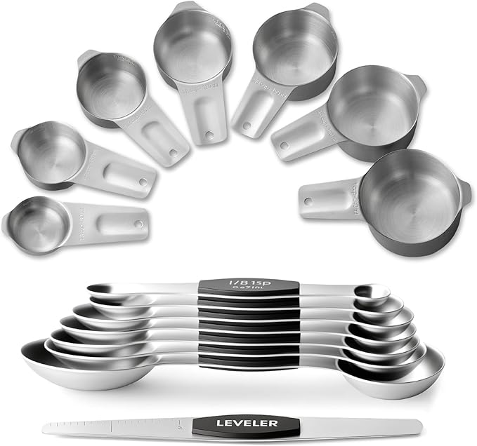 Stainless Steel Measuring Cups & Spoons Set, EWFEN Kitchen Tools Nesting by EWFEN