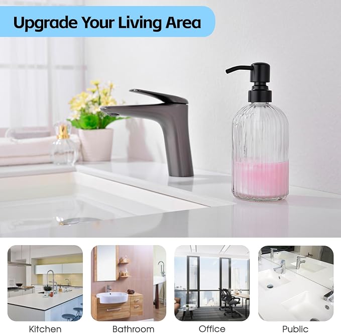 16Oz Bathroom Glass Soap Dispenser - Image 4