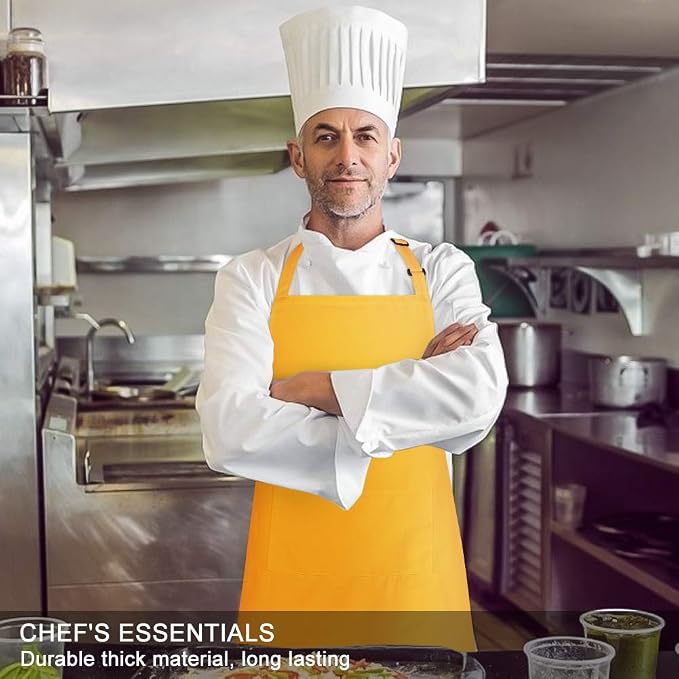 Jubatus 2 Pack Bib Aprons with 2 Pockets Cooking Chef Kitchen Apron - Image 4