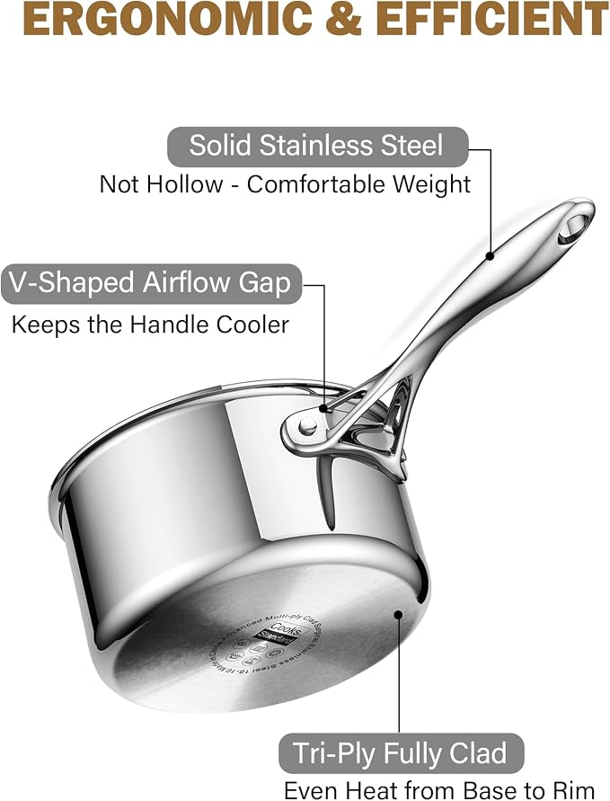 Cooks Standard Stainless Steel Saucepan Set 1.5 and 3 Quart - Image 7