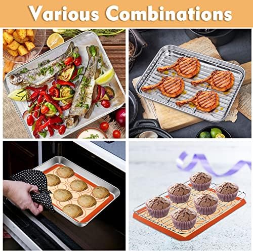 P&P CHEF 9 Inch Baking Sheet, Cooling Rack and Mat Set