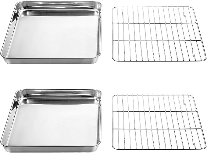 Wildone Baking Sheet with Rack Set, Stainless Steel Cookie Pan baking Tray with - Image 2
