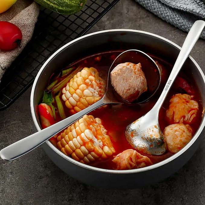 2pcs Soup Serving Ladle Small Soup Spoon Stainless Steel Gravy Soup Spoon - Image 4