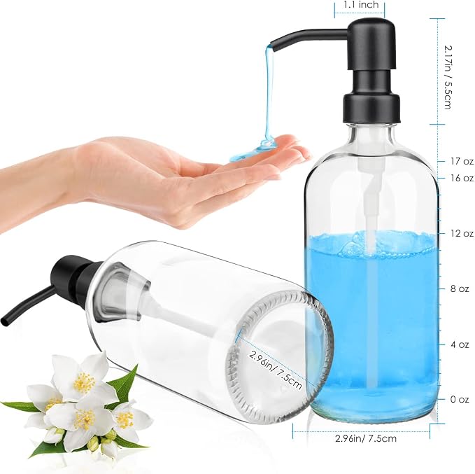 ARKTEK 2 Pack Refillable Glass Soap Dispenser - Image 2
