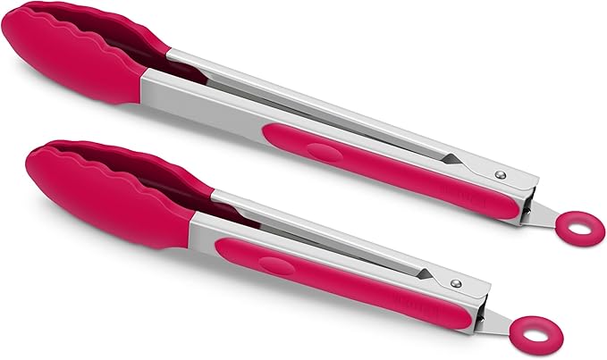 2 Pack Silicone Kitchen Tongs – 9" & 12" Set, Heat Resistant up to 500°F by ALLWIN-HOUSEWARE