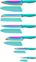 Marco Almond Kitchen Knife Set, KYA37 12-Piece Rainbow Titanium Stainless Steel by MarcoAlmond