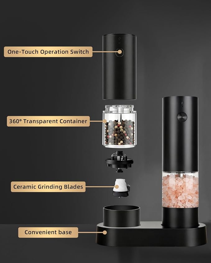 Electric Salt and Pepper Grinder Set Rechargeable, Automatic Salt and Pepper - Image 9