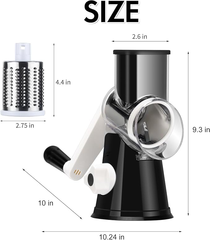 Ourokhome Rotary Cheese Grater Hand Crank, Kitchen Shredder Speed Mandolin - Image 9