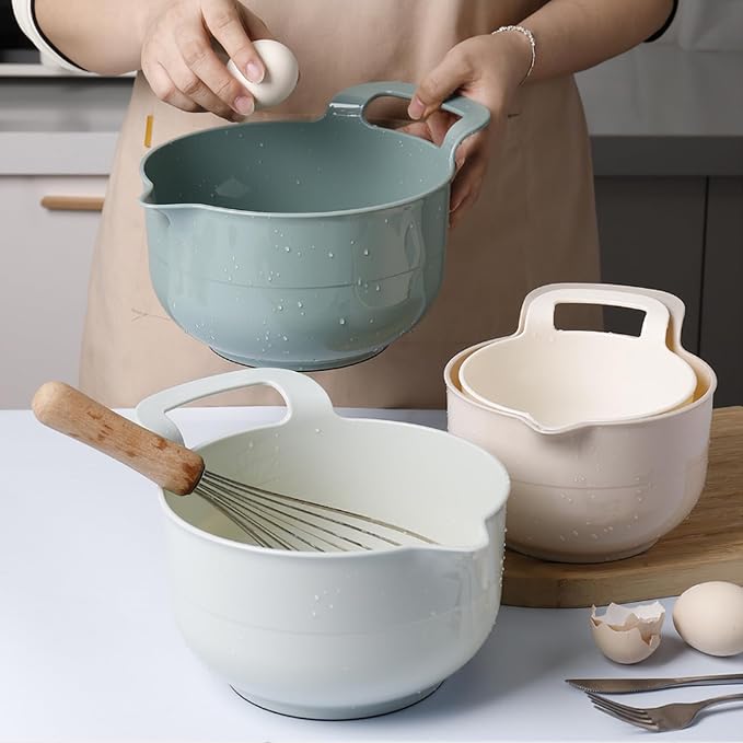 Mixing Bowls - 4 Piece Nesting Plastic Mixing Bowl Set - Non Slip Bottom and - Image 7